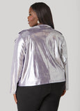 Metallic Croc Effect Moto Jacket