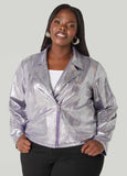 Metallic Croc Effect Moto Jacket