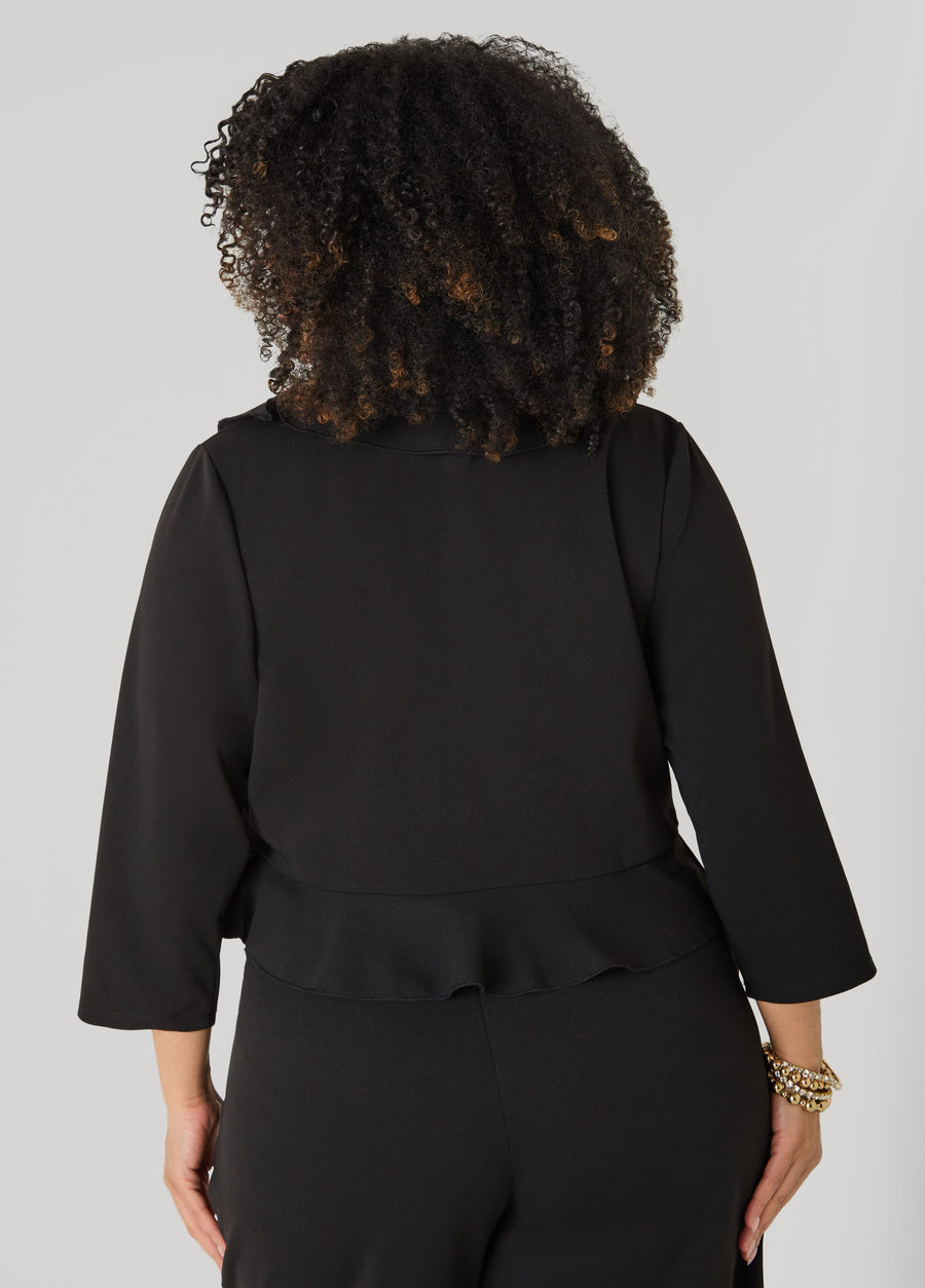 Ruffled Open Front Jacket