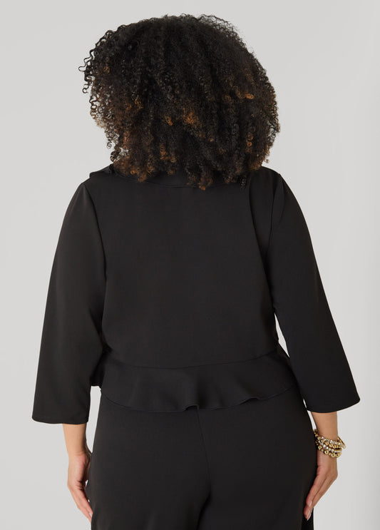 Ruffled Open Front Jacket