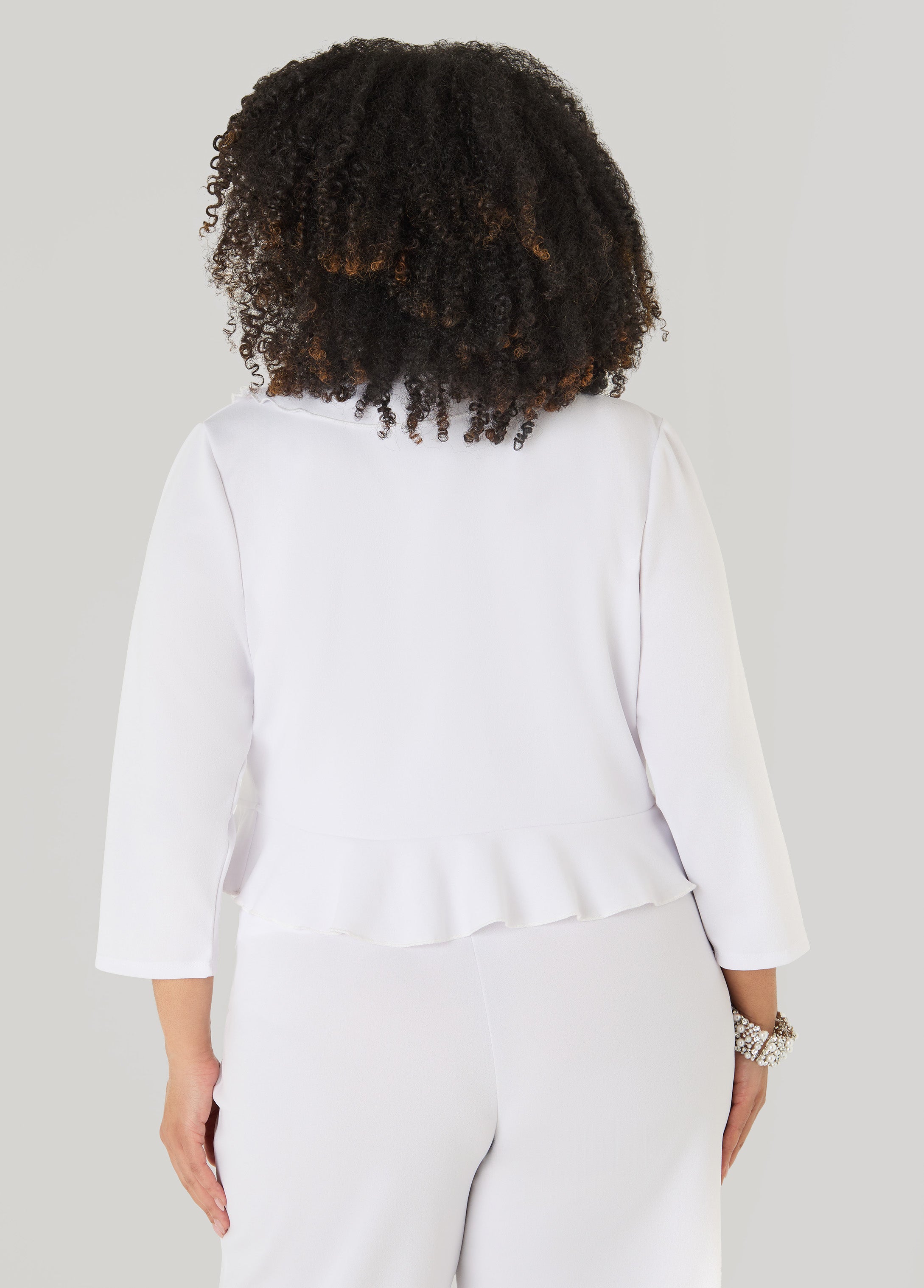 Ruffled Open Front Jacket