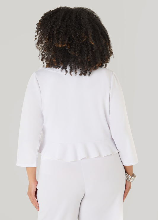 Ruffled Open Front Jacket