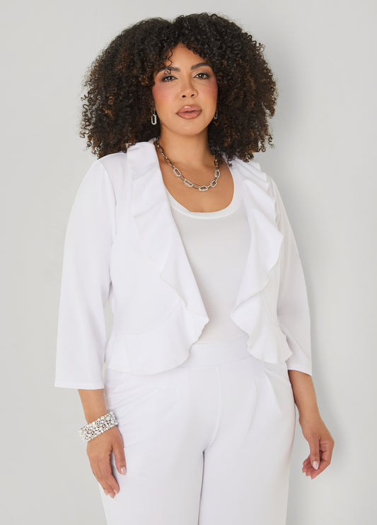 Ruffled Open Front Jacket