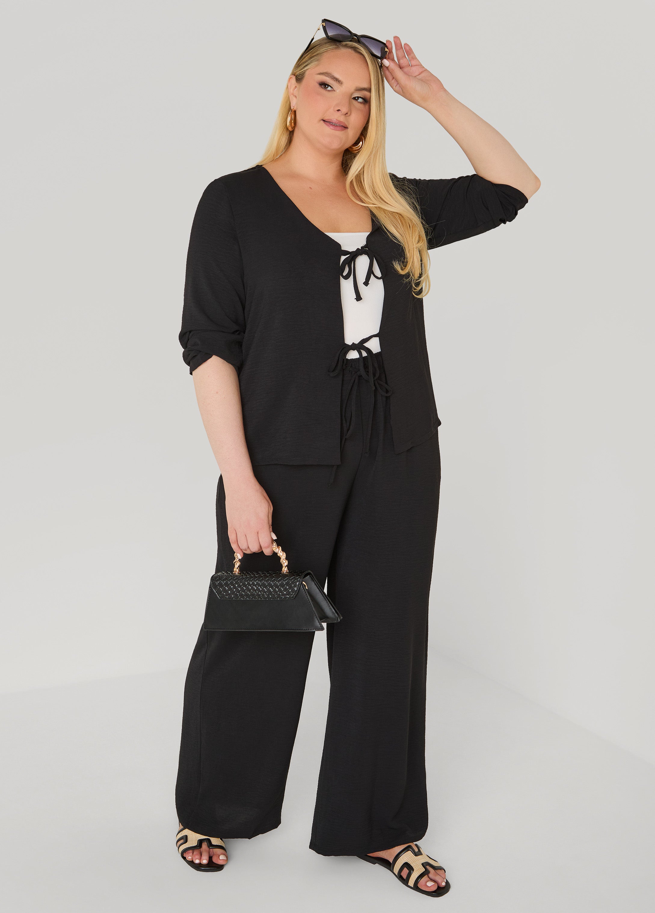 Textured Tie Front Jacket