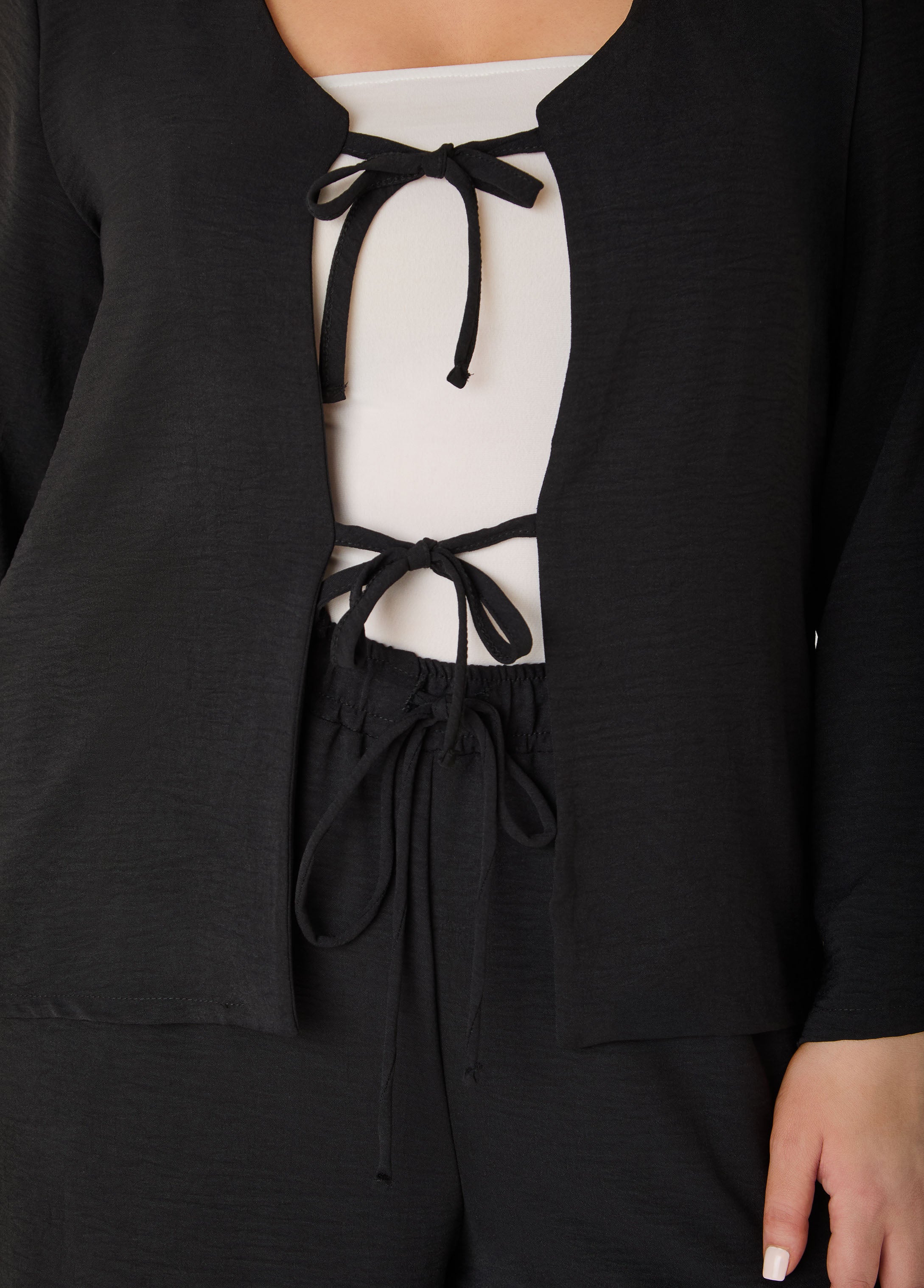 Textured Tie Front Jacket