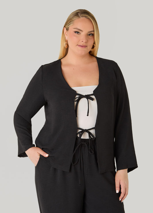 Textured Tie Front Jacket