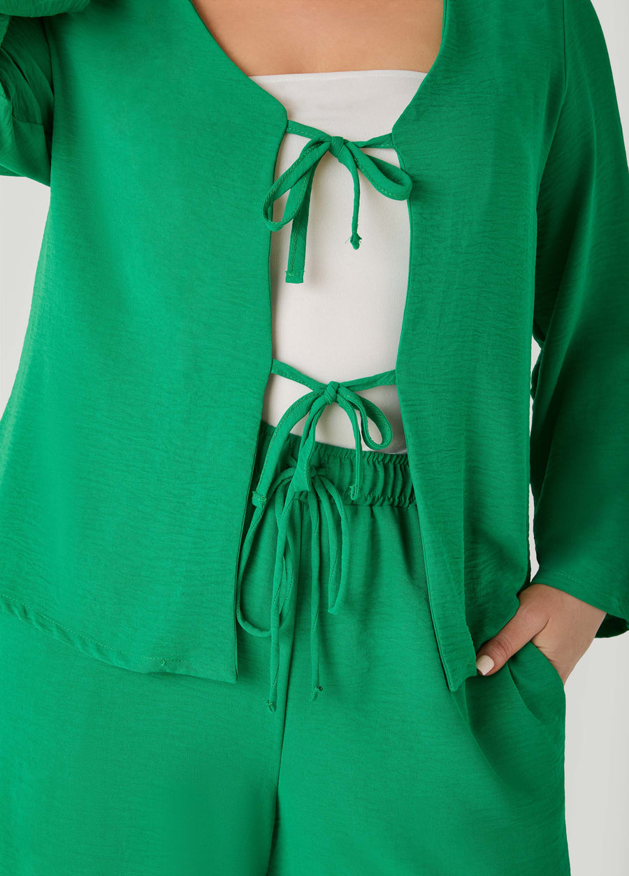 Textured Tie Front Jacket