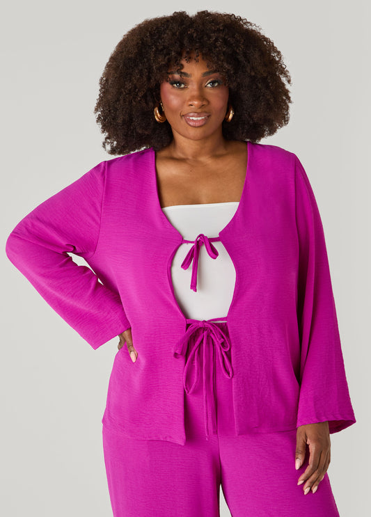 Textured Tie Front Jacket