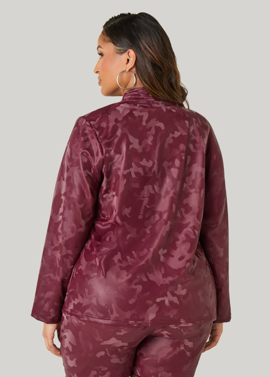 Camo Print Faux Leather Jacket