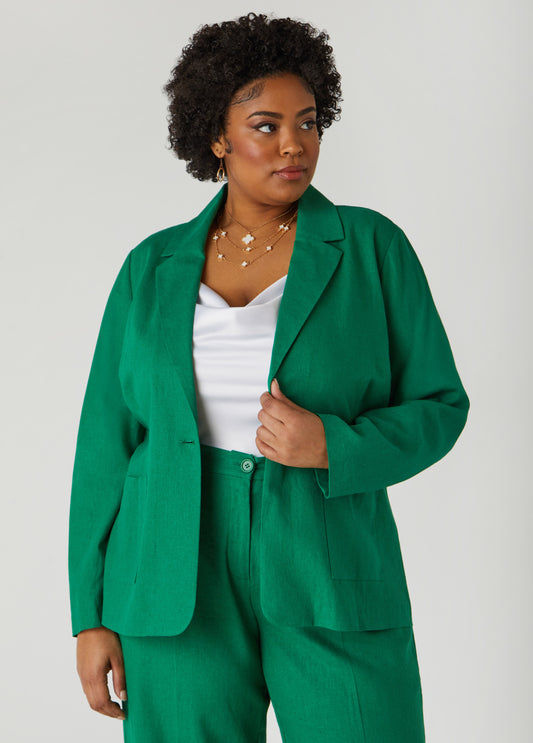 Plus Size linen blazer trendy plus size jacket matching suit set