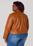 Buckle Collar Faux Leather Jacket