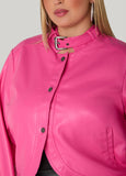 Buckle Collar Faux Leather Jacket
