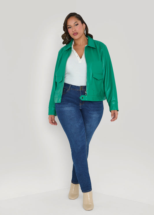 Faux Leather Trucker Jacket