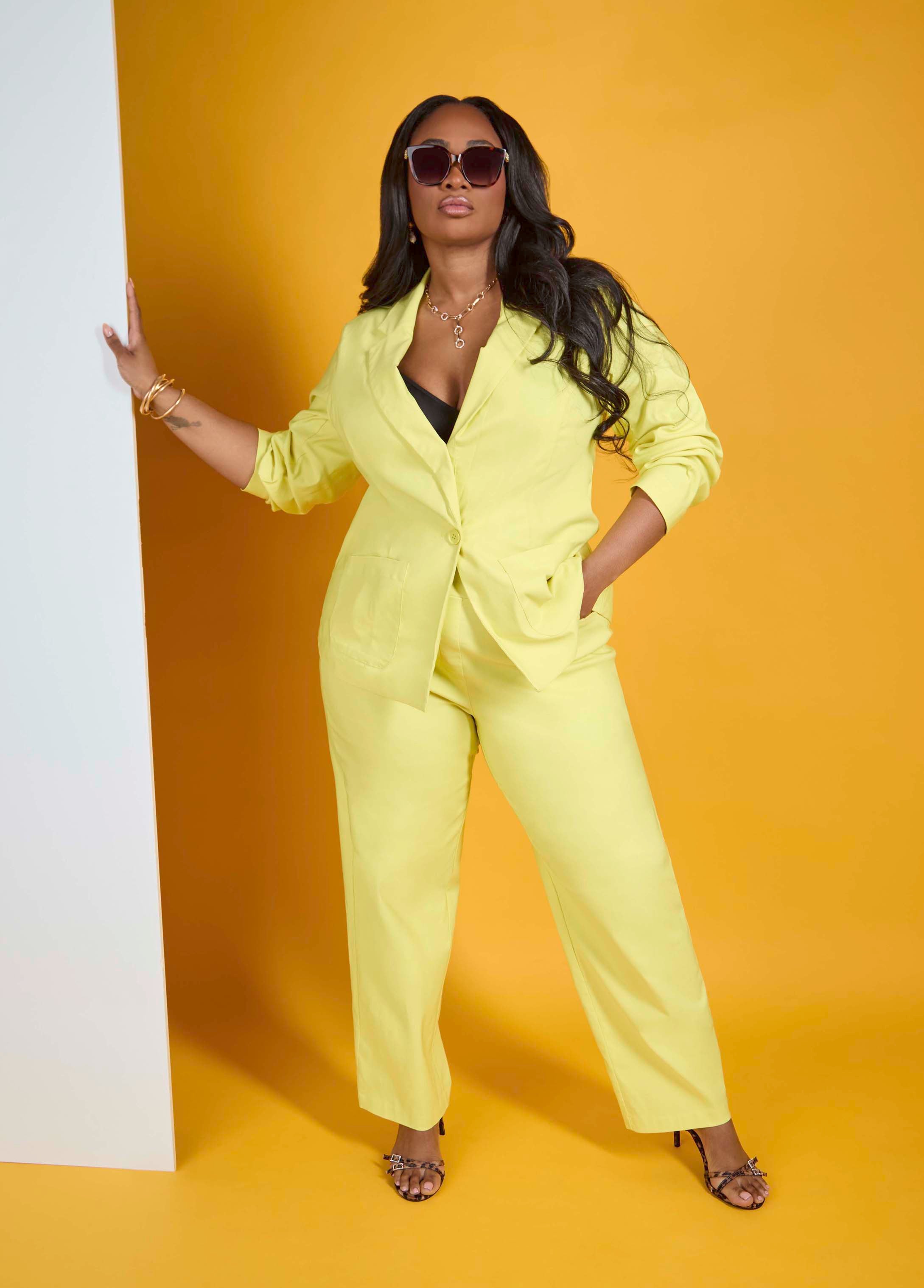 Plus Size Yellow Blazer Plus Size Jacket Plus Size Three Piece Suit Set