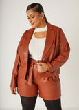 Button Front Faux Leather Jacket