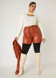 Button Front Faux Leather Jacket