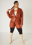 Button Front Faux Leather Jacket