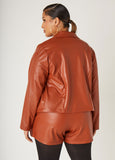 Button Front Faux Leather Jacket