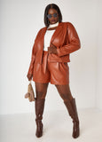 Button Front Faux Leather Jacket