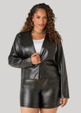 Button Front Faux Leather Jacket