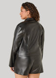Button Front Faux Leather Jacket