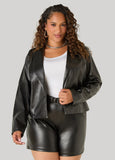 Button Front Faux Leather Jacket