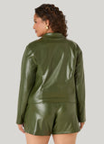 Button Front Faux Leather Jacket