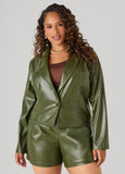 Button Front Faux Leather Jacket