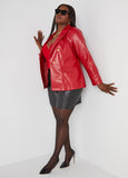 Buttoned Faux Leather Blazer