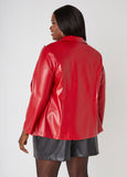 Buttoned Faux Leather Blazer