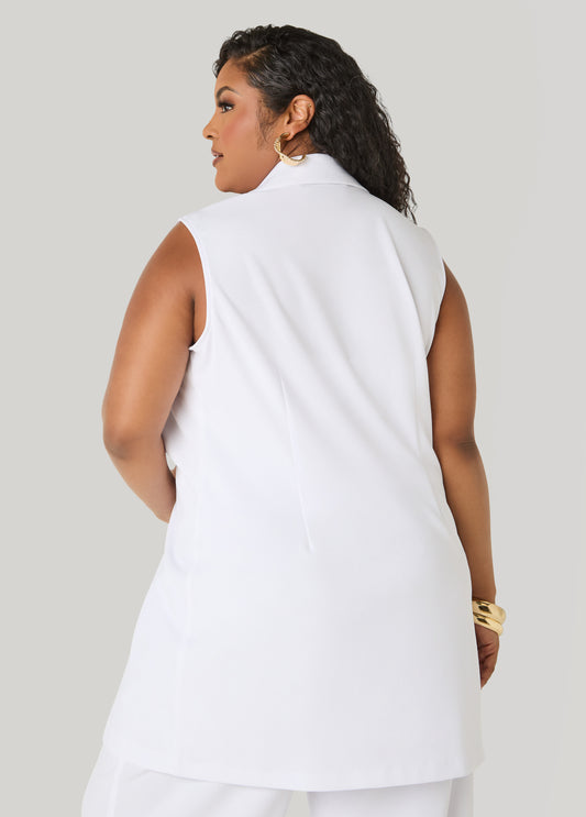 Button Embellished Open Front Vest