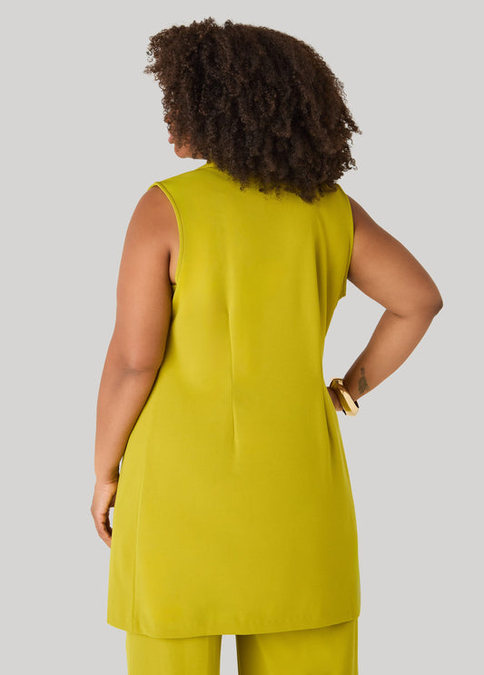 Button Embellished Open Front Vest