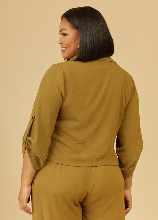Cropped Open Front Jacket