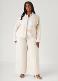 Frayed Linen Blend Trucker Jacket