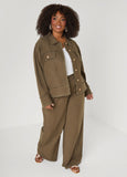 Frayed Linen Blend Trucker Jacket
