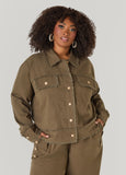 Frayed Linen Blend Trucker Jacket