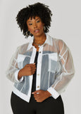 Plus Size Organza Trucker Jacket