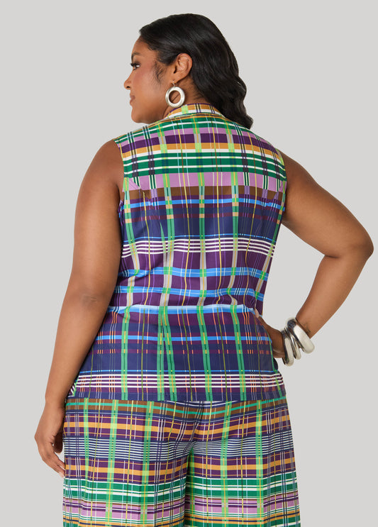 Plaid Zip Front Vest