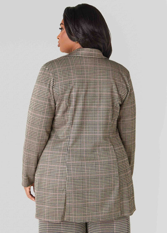 Plaid Open Front Blazer