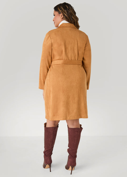 Belted Faux Suede Jacket