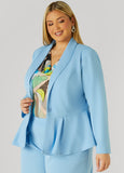 Pleated Peplum Crepe Blazer