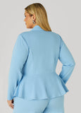 Pleated Peplum Crepe Blazer