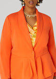 Pleated Peplum Crepe Blazer