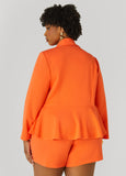 Pleated Peplum Crepe Blazer