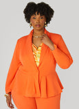 Plus Size Crepe Peplum Blazer Plus Size Suit Jacket Two Piece Set