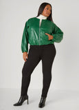 Plus Size Faux Leather Bubble Jacket