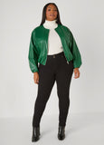 Plus Size Faux Leather Bubble Jacket