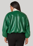 Plus Size Faux Leather Bubble Jacket