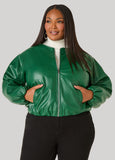 Faux Leather Bubble Jacket