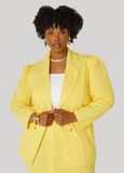 Plus Size Button Crepe Blazer Plus Size Suit Jacket Two Piece Set